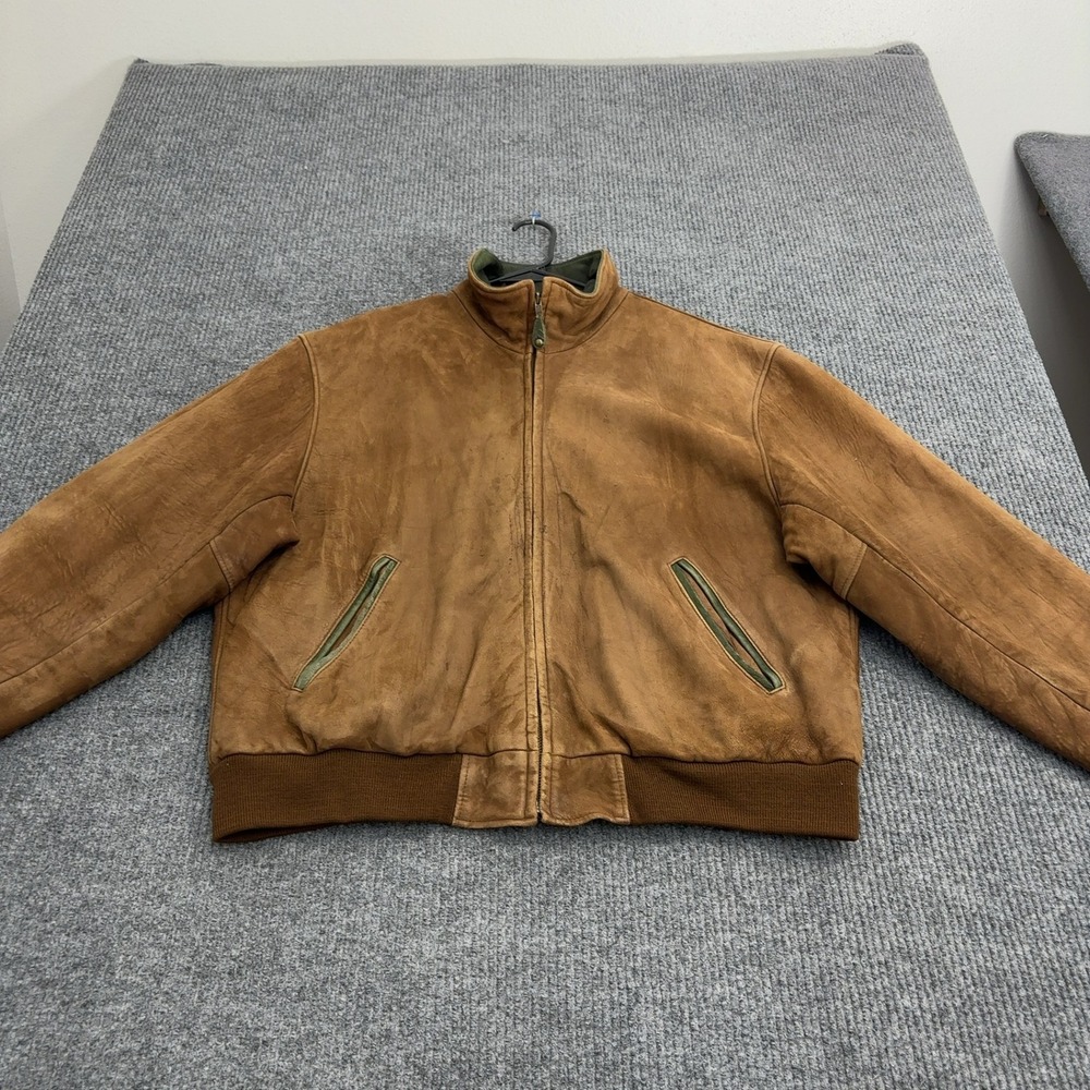 Vintage LL Bean Jacket Mens L Brown Leather Thinsulate Bomber Gorpcore